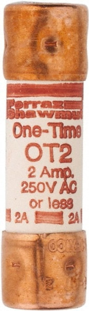 Ferraz Shawmut OT2 Cylindrical Fast-Acting Fuse: K5, 2 A, 50.8 mm OAL, 14.4 mm Dia