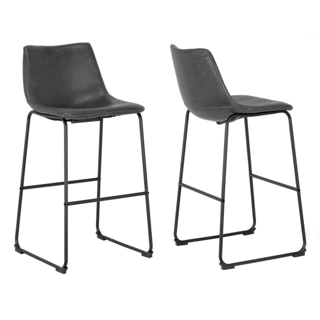 GLAMOUR HOME GHSTL-1199  Adan Bar Stools, Vintage Gray/Black, Set Of 2 Stools