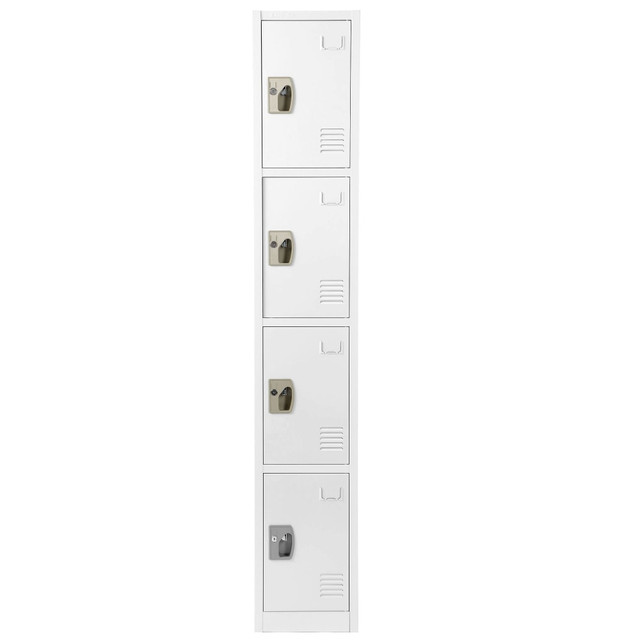 ADIR CORP. ADI629-204-WHI Alpine AdirOffice 4-Tier Steel Locker, 72inH x 12inW x 12inD, White ADIR CORP. ADI629-204-WHI Alpine AdirOffice 4-Tier Steel Locker, 72inH x 12inW x 12inD, White