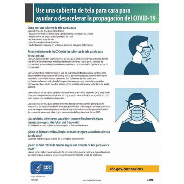 AccuformNMC Sign: "Use Una Cubierta De Tela Para Cara Para Ayudar A Desacelerar La Propagacion Del COVID-19" PST144CSP