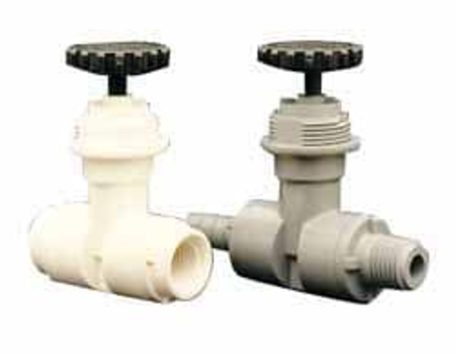 Specialty Mfr 7032490 Needle Valve: Straight, 3/8" Pipe, Barbed x Barbed End, Polypropylene Body, Polytetrafluoroethylene Seal