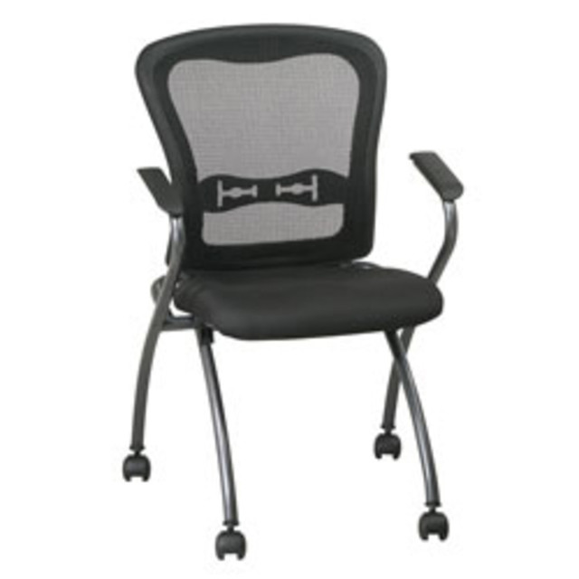 OFFICE STAR PRODUCTS 84440-30 Office Star Pro-Line II Deluxe Folding Chairs With ProGrid Back, Black/Titanium, Set Of 2 OFFICE STAR PRODUCTS 84440-30 Office Star Pro-Line II Deluxe Folding Chairs With ProGrid Back, Black/Titanium, Set Of 2