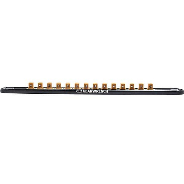 GEARWRENCH 83127 Socket Holders & Trays; Type: Clip Rail ; Number Of Sockets Held: 14 ; Overall Length: 15.5in ; Overall Width: 1.125in ; Overall Height: 1.75in ; Color: Black