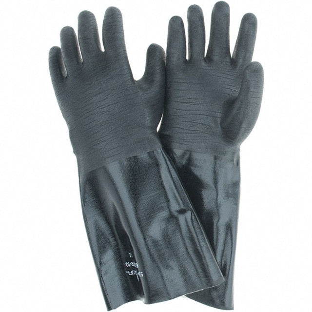 SHOWA 6797R-10 Chemical Resistant Gloves: 21 mil Thick, Neoprene, Supported