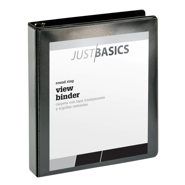 OFFICE DEPOT OD02768EA Just Basics Basic View 3-Ring Binder, 1 1/2in Round Rings, Black