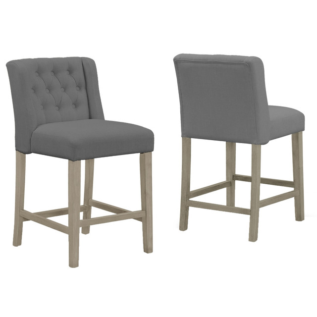 GLAMOUR HOME GHSTL-1295  Aled Counter-Height Stools, Gray/Antique Wood, Set Of 2 Chairs