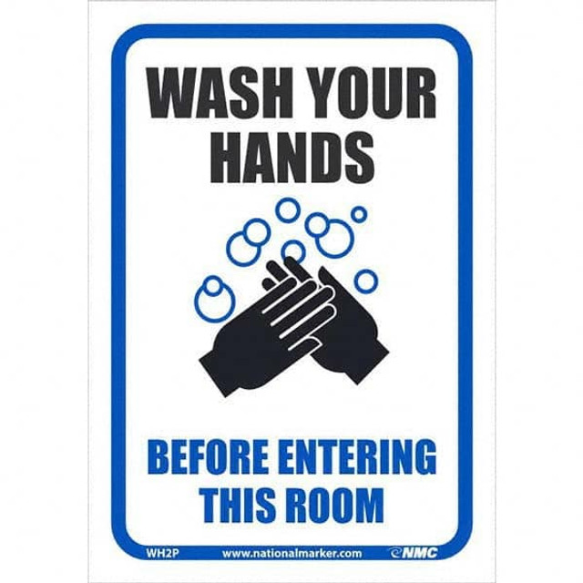 AccuformNMC Restroom & Janitorial Label: "Wash Your Hands Before Entering", Rectangle, 7" Wide, 10" High WH2P