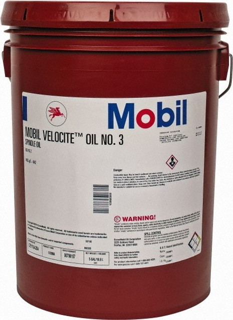 Mobil 103866 Spindle Machine Oil: ISO 2, 5 gal, Pail