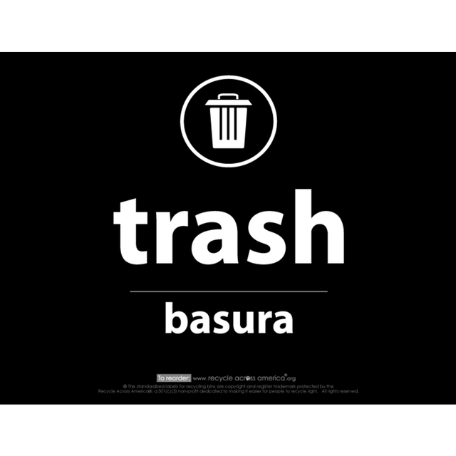 PACKAGING DYNAMICS TRASH-8511 Recycle Across America Trash Standardized Recycling Labels, TRASH-8511, 8 1/2in x 11in, Black PACKAGING DYNAMICS TRASH-8511 Recycle Across America Trash Standardized Recycling Labels, TRASH-8511, 8 1/2in x 11in, Black