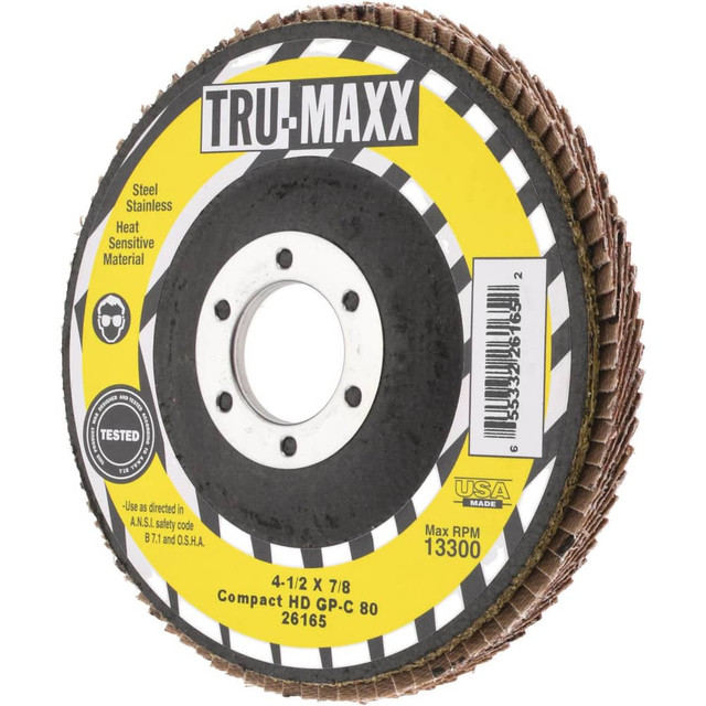 Tru-Maxx 26165 Flap Disc: 7/8" Hole, 80 Grit, Ceramic, Compact