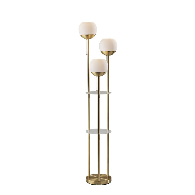 ADESSO INC Adesso 4023-21  Bianca Shelf Floor Lamp, 63inH, Antique Brass/White Opal Glass