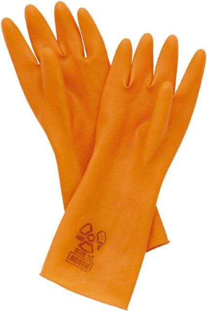 North ATCP1815/O/9 Chemical Resistant Gloves; Thickness: 18.0 ; Supported or Unsupported: Unsupported ; Men's Size: Medium ; Women's Size: Medium ; Overall Length: 15 ; Seamless: Yes