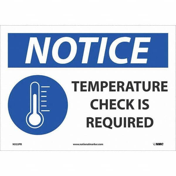 AccuformNMC Warning & Safety Reminder Sign: Rectangle, "Notice, TEMPERATURE CHECK IS REQUIRED" N522PB
