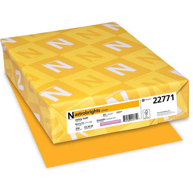 NEENAH PAPER INC 22771 Astrobrights Color Card Stock, Gold, Letter (8.5in x 11in), 65 lb, Pack Of 250