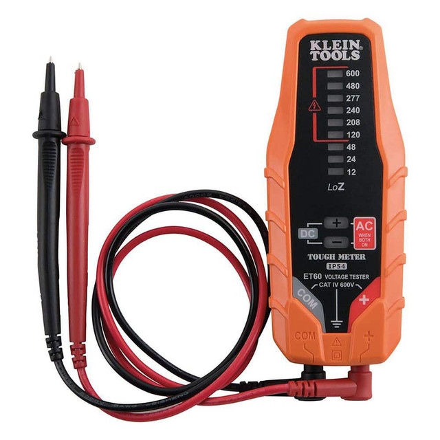Klein Tools ET60 Circuit Continuity & Voltage Testers; Tester Type: Voltage Tester ; Minimum Voltage: 12 VAC/VDC ; Maximum Voltage: 600 VAC/VDC ; Display Type: LED ; Audible Alert: No ; Batteries Included: No