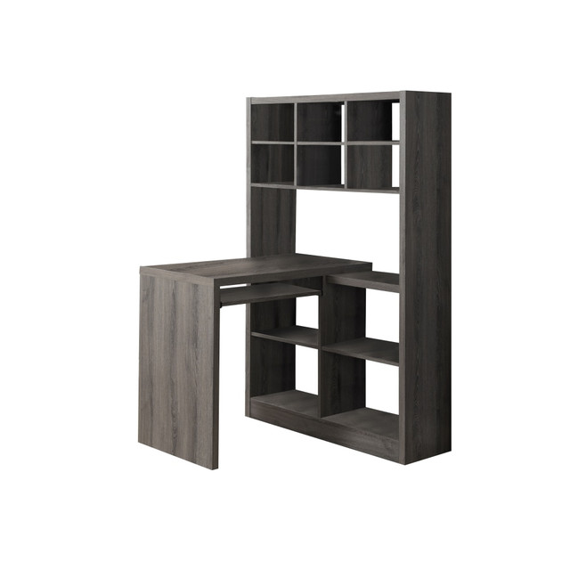 MONARCH PRODUCTS I 7041 Monarch Specialties 38inW Corner Desk With Built-In Shelves, Dark Taupe