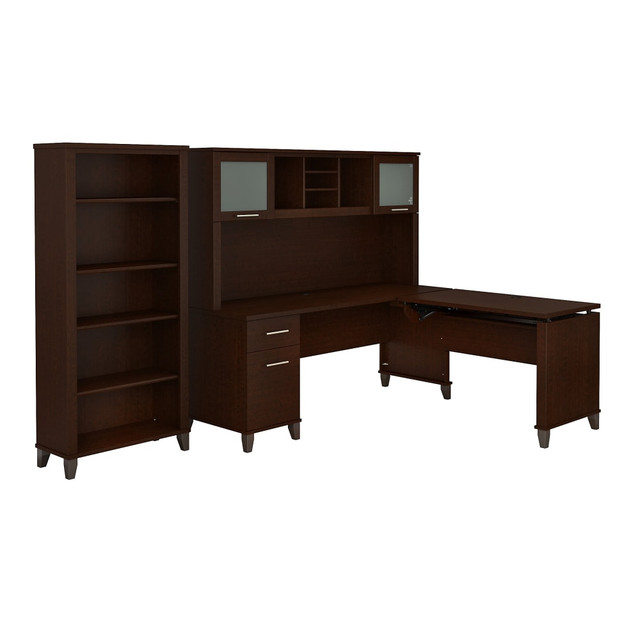 BUSH INDUSTRIES INC. SET017MR Bush Furniture Somerset 72inW 3 Position Sit to Stand L Shaped Desk With Hutch And Bookcase, Mocha Cherry, Standard Delivery BUSH INDUSTRIES INC. SET017MR Bush Furniture Somerset 72inW 3 Position Sit to Stand L Shaped Desk With Hutch And Bookcase, Mocha Cherry, Standard Delivery