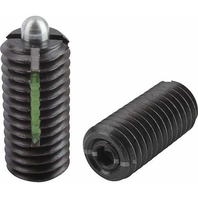 KIPP K0327.1A1 Threaded Spring Plunger: #10-32, 0.7087" Thread Length, 0.0945" Dia, 0.0906" Projection