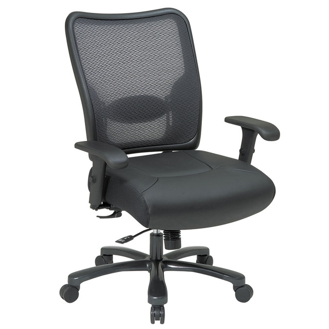 OFFICE STAR PRODUCTS 75-47A773 Office Star Big & Tall Bonded Leather/Air Grid Mesh Back High-Back Chair, Black