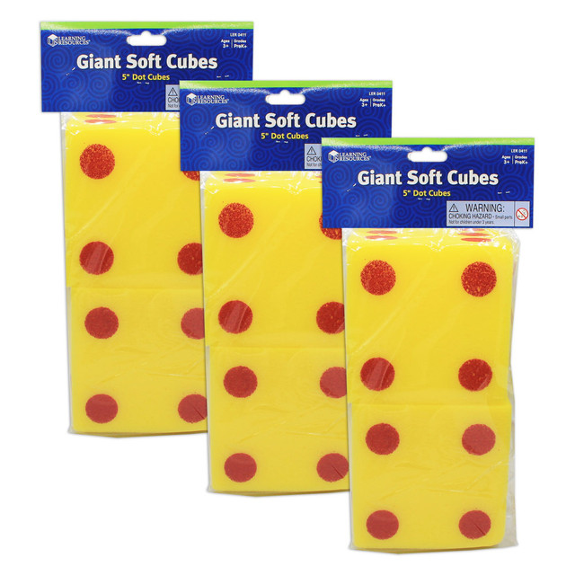 EDUCATORS RESOURCE Learning Resources LER0411-3  Giant Soft Dot Cubes, 5in, Pre-K to Grade 2, 2 Cubes Per Pack, Set Of 3 Packs