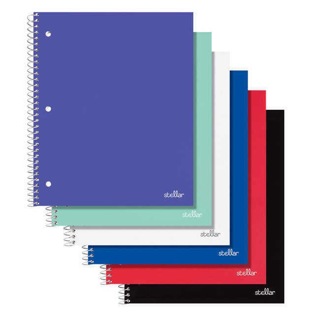 OFFICE DEPOT OD-STLCR-PACK8  Brand Stellar Poly Notebook, 8-1/2in x 11in,1 Subject, College Ruled, 80 Sheets, Assorted Colors, Pack Of 8 Notebooks
