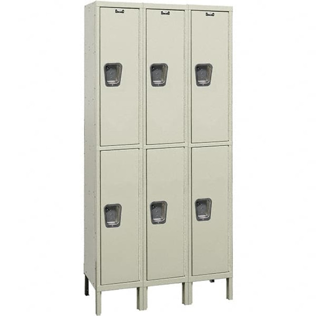 Hallowell UY3548-2A-PT 3-Wide Locker: 15" Wide, 78" High, Padlock