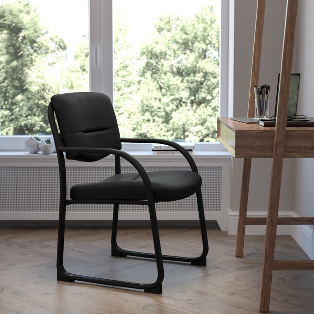 FLASH FURNITURE BT-508-BK-GG Fabric Executive Side Reception Chair with Sled Base, Black FLASH FURNITURE BT-508-BK-GG Fabric Executive Side Reception Chair with Sled Base, Black