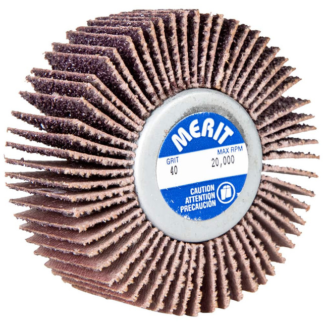 Merit Abrasives 08834134061 Mounted Flap Wheel: 1" Face Width, 40 Grit, Aluminum Oxide