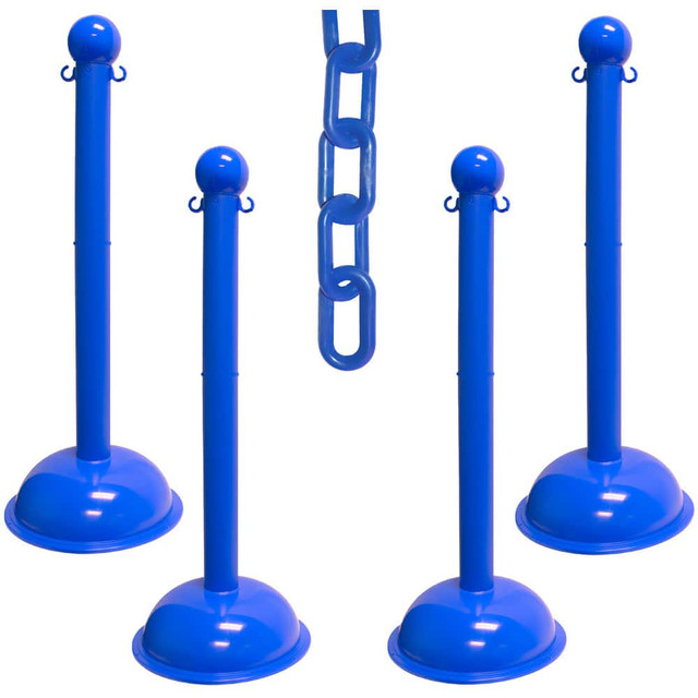 Mr. Chain 73606-4 Pedestrian Barrier Kits; Chain Material: Polyethylene ; Post Material: HDPE ; Surface Pattern: Solid Color ; Chain Color: Blue ; Post Color: Blue ; Inside Link Length: 1.42in