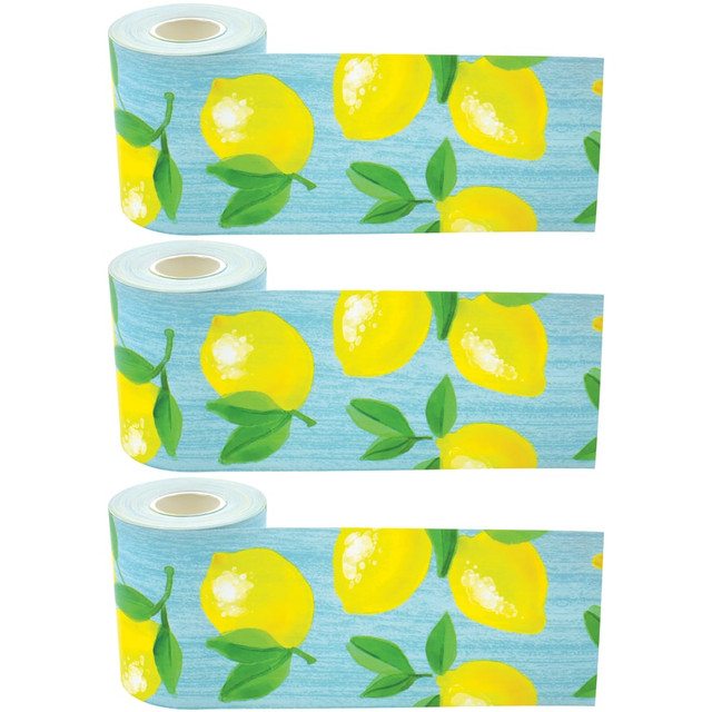 Decorate your classroom with the Teacher Created Resources Straight Rolled Border Trim. Made with tough paper material, this trim gives your room a fun, colorful look.  Paper can withstand the whole school year.  Can be mixed and matched with other border trim for a unique look.  Rolls can be cut to the desired size.  Comes with 3 rolls.