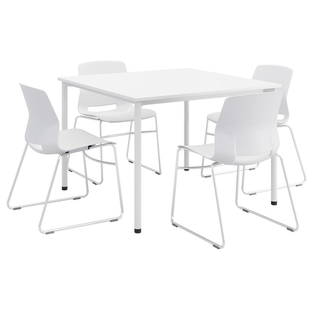 KENTUCKIANA FOAM INC KFI Studios 840031921635  Dailey Square Dining Set With Sled Chairs, White