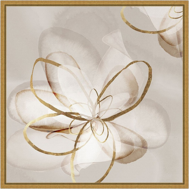 UNIEK INC. A42705040765 Amanti Art Transparent Beauty II Floral by Eva Watts Framed Canvas Wall Art Print, 16inH x 16inW, Gold