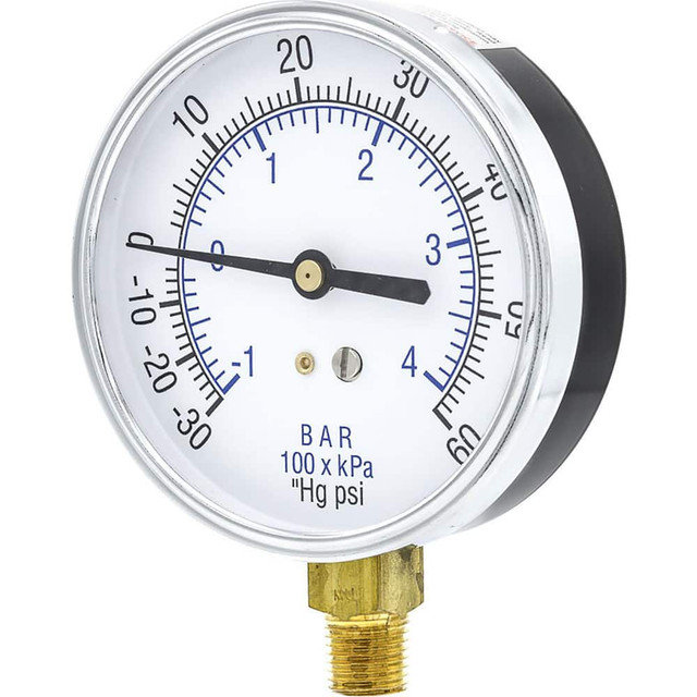 PIC Gauges 101D-354CD Pressure Gauges; Gauge Type: Utility Gauge ; Scale Type: Dual ; Accuracy (%): 3-2-3% ; Dial Type: Analog ; Thread Type: 1/4" MNPT ; Bourdon Tube Material: Bronze