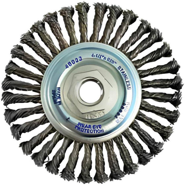 JAZ USA 48042B Wheel Brushes; Mount Type: Arbor Hole ; Wire Type: Knotted Stringer Bead Twist ; Outside Diameter (Inch): 4-1/2 ; Face Width (Inch): 3/16 ; Arbor Hole Thread Size: 5/8-11 ; Shank Diameter (Inch): 1/4