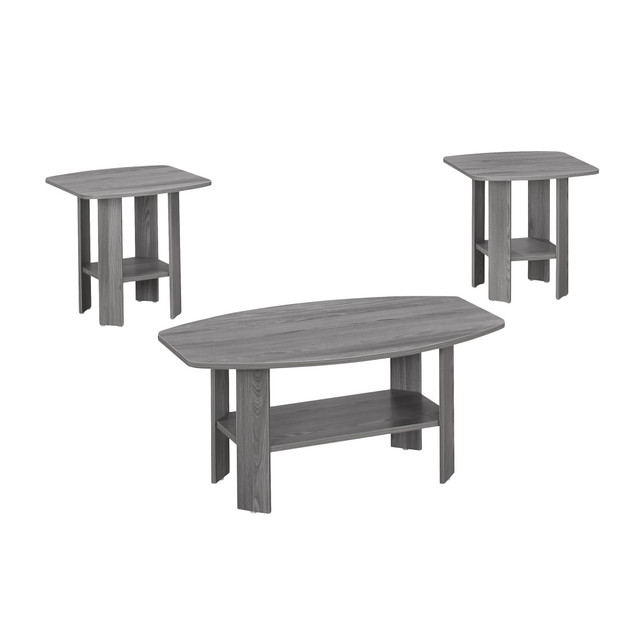MONARCH PRODUCTS Monarch Specialties I 7925P  3-Piece Table Set, Rectangle, Gray Sonoma Oak