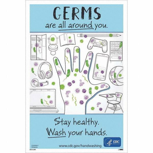 AccuformNMC Sign: Rectangle, "Germs Are All Around You" PST157PP