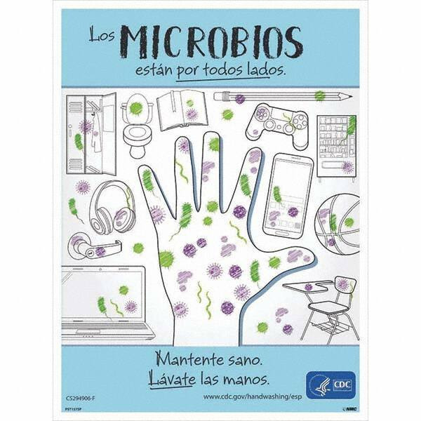 AccuformNMC Sign: Rectangle, "Los Microbios Estan Por Todos Lados" PST157SP