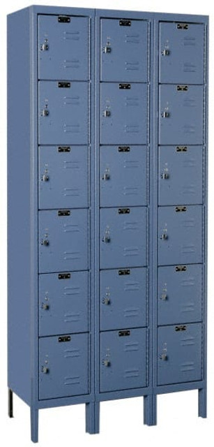 Hallowell U3228-6A-MB 3-Wide Locker: 12" Wide, 11" Deep, 78" High, Padlock