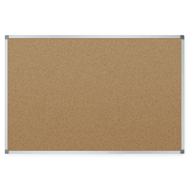 ACCO BRANDS USA, LLC 85347 Quartet Basic Cork Bulletin Board, 48in x 36in, Aluminum Frame With Silver Finish