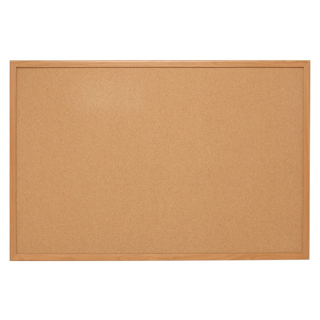 ACCO BRANDS USA, LLC 85352 Quartet Natural Cork Bulletin Board, 48in x 36in, Wood Frame With Oak Finish