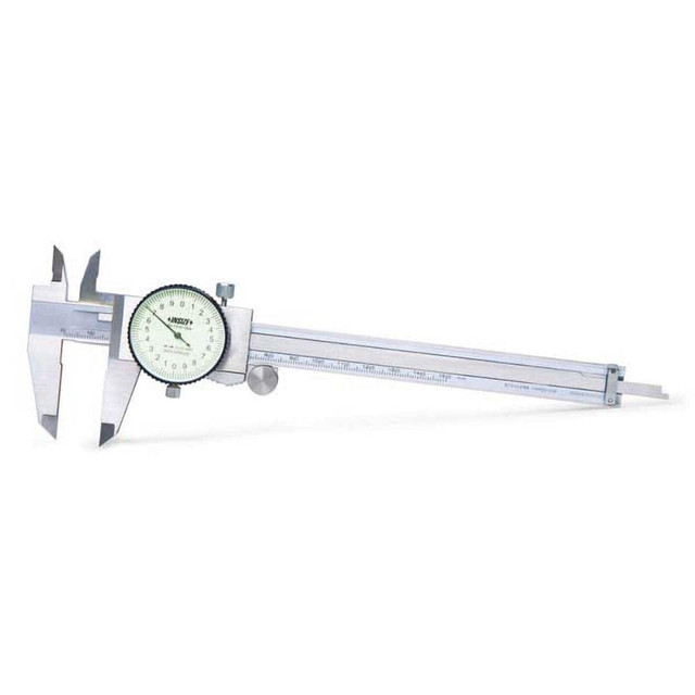 Insize USA LLC 1312-200A Dial Calipers; Accuracy (mm): +/-0.03 ; Dial Face Color: White ; Calibrated: Yes ; Dial Case Color: Gray