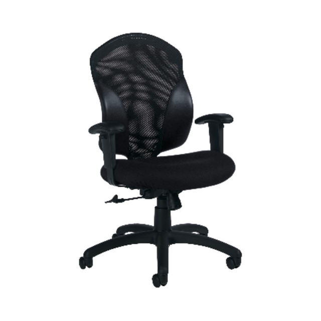 GLOBAL INDUSTRIES INC 1951-4BK-550/JN02 Global Tye Mid-Back Fabric Tilter Chair, 41inH x 25inW x 26inD, Black