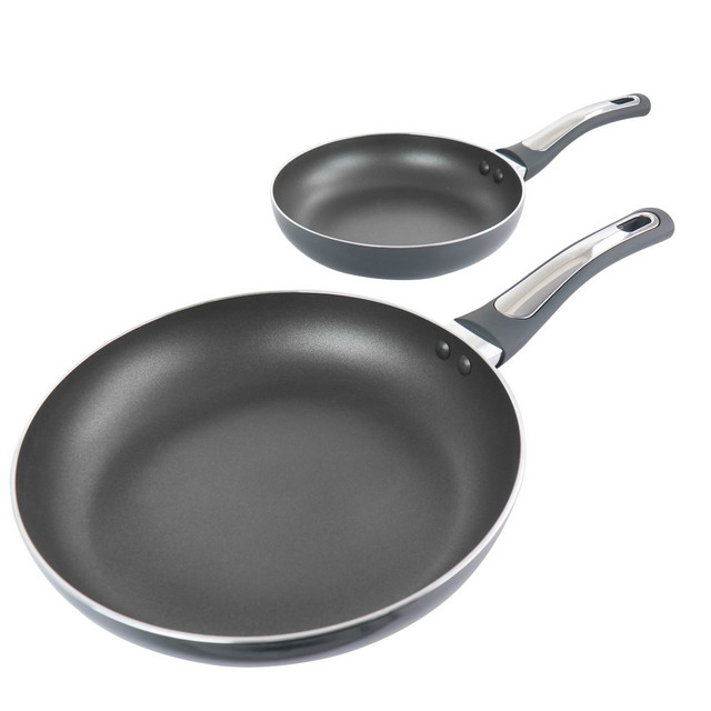 GIBSON OVERSEAS INC. Oster 995116651M  2-Piece Non-Stick Aluminum Frying Pan Set, Gray