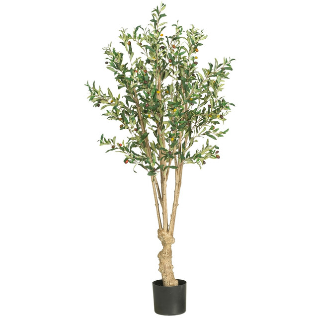 NEARLY NATURAL INC. 5258 Nearly Natural 5ftH Silk Olive Tree With Pot, Green