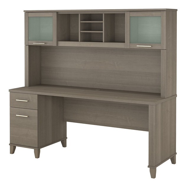 BUSH INDUSTRIES INC. SET018AG Bush Furniture Somerset Office Desk With Hutch, 72inW, Ash Gray, Standard Delivery BUSH INDUSTRIES INC. SET018AG Bush Furniture Somerset Office Desk With Hutch, 72inW, Ash Gray, Standard Delivery