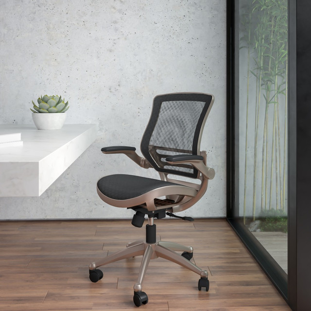 FLASH FURNITURE BL8801X Mesh Mid-Back Executive Office Chair, Black/Gold FLASH FURNITURE BL8801X Mesh Mid-Back Executive Office Chair, Black/Gold