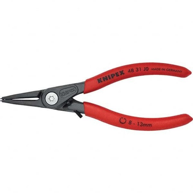 Knipex 48 31 J1 Retaining Ring Pliers; Type: Internal ; Ring Diameter Range (Inch): 15/32 to 1 ; Handle Material: Non-Slip Plastic ; Minimum Ring Size (Decimal Inch): 0.4688 ; Tool Style: Precision Circlip Pliers for Internal Circlips ; Maximum Ring 