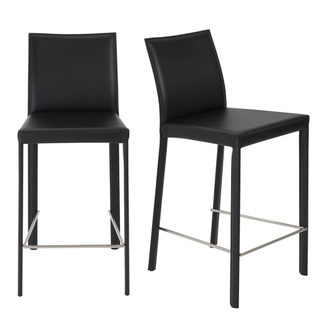 EURO STYLE, INC. 38626BLK Eurostyle Hasina Counter Stools, Black, Set Of 2 Stools