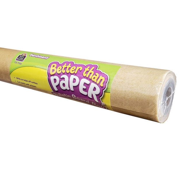 ARTHUR SCHUMAN INC. Teacher Created Resources TCR32323  Better Than Paper Bulletin Board Paper Rolls, 4ft x 12ft, Parchment, Pack Of 4 Rolls