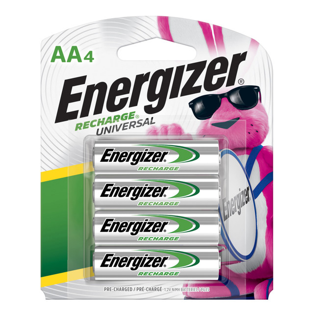 ENERGIZER BRANDS LLC NH15BP-4 Energizer Rechargeable NiMH AA Batteries, Pack Of 4 ENERGIZER BRANDS LLC NH15BP-4 Energizer Rechargeable NiMH AA Batteries, Pack Of 4